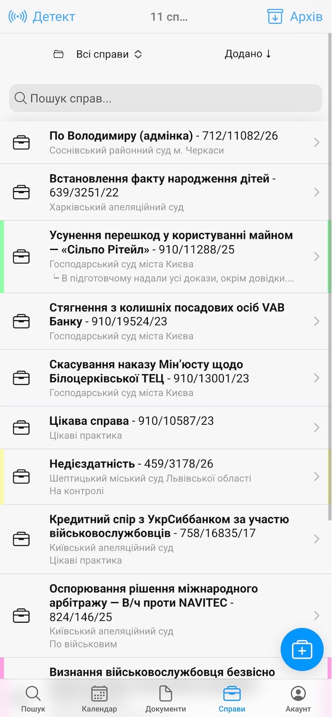 Список справ і детекція